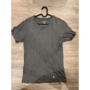 Polo Ralph Lauren Mens Slim Fit V-Neck T-Shirt Gray Cotton Medium